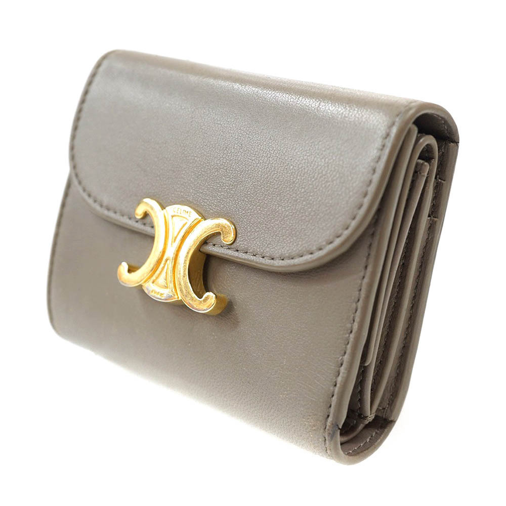 Celine Triomphe Wallet Tri fold Leather